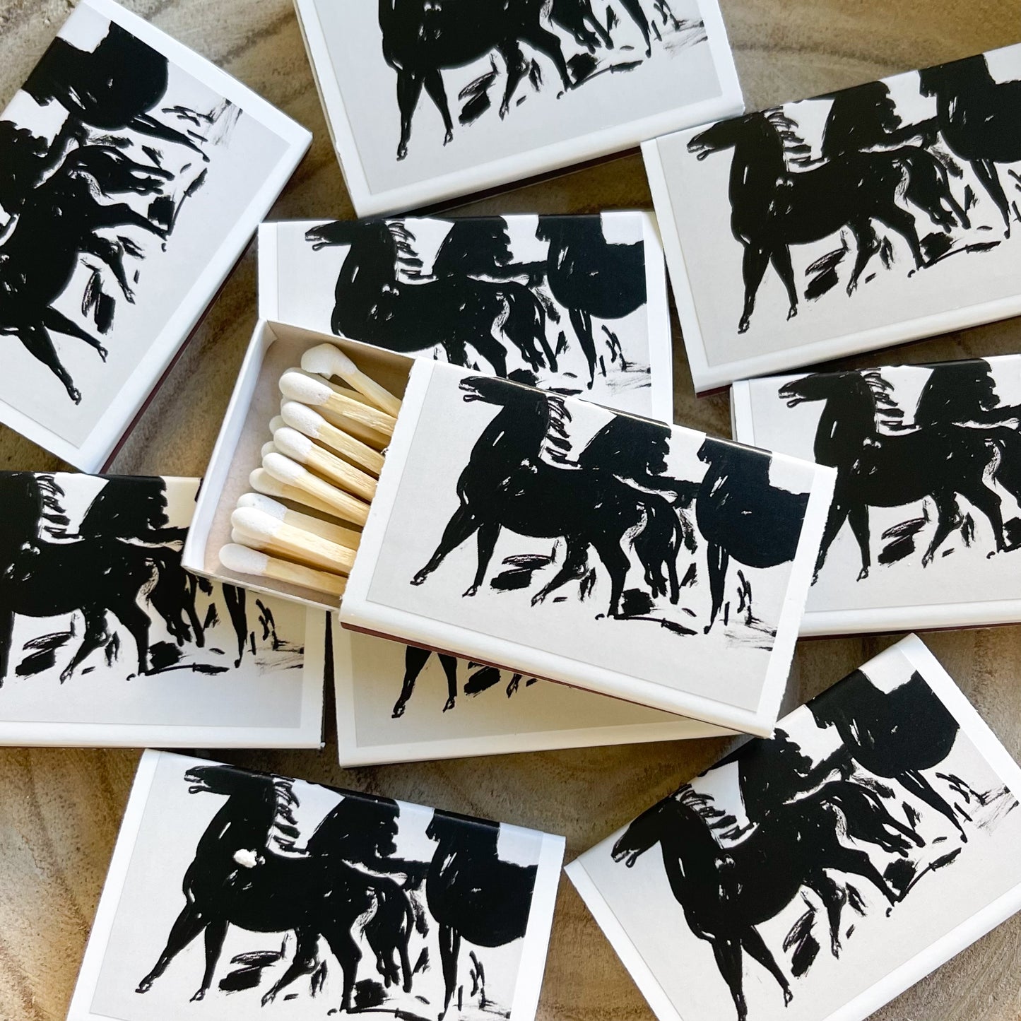 Abstract Wild Horses Match Set | Vintage Landscape
